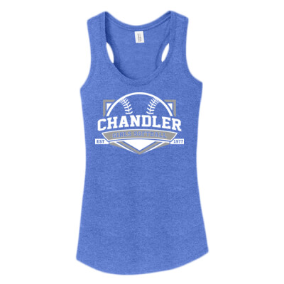 Ladies Racerback Jersey Tank - Grey & White Logo Thumbnail